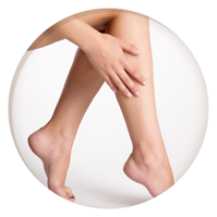 The lower legs with dry skin patches